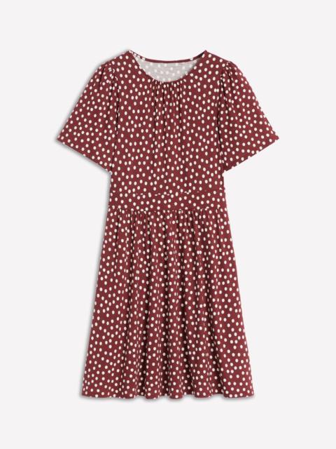 BODEN Louisa Short Jersey Dress-Chestnut, Painted Dot
