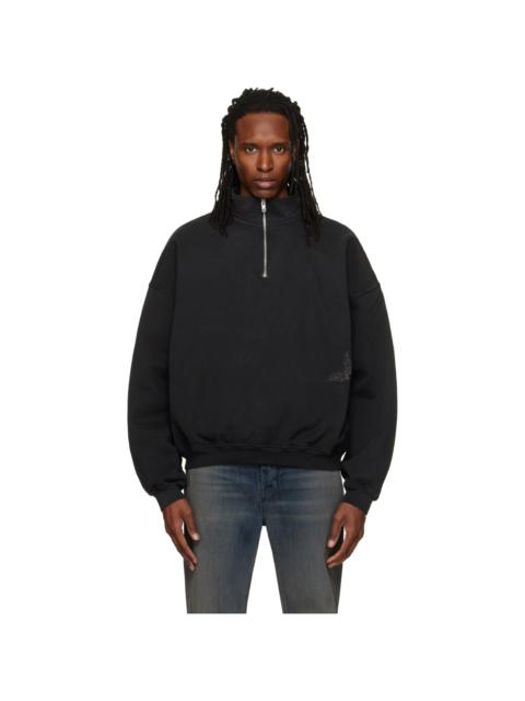 AlLEXANDER DIGENOVA Black Stencil Logo Quarter Zip Sweater