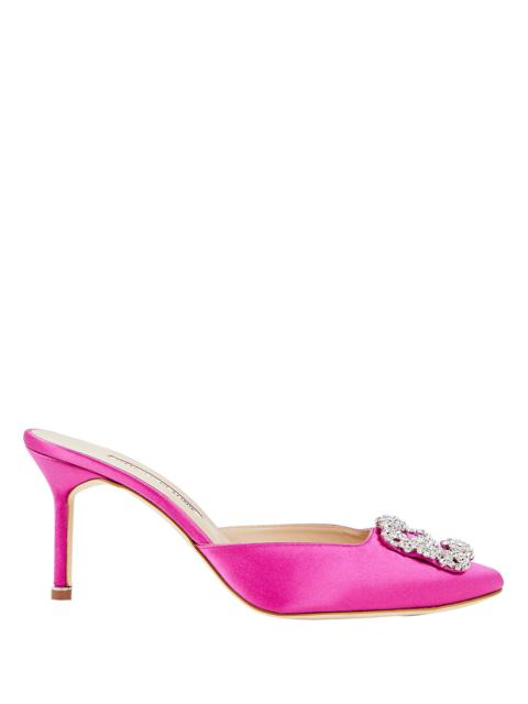 Manolo Blahnik Hangisi Crystal Satin Mules