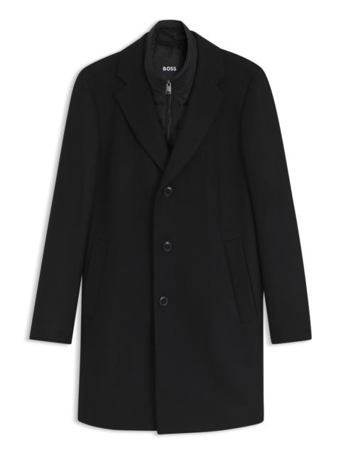 BOSS WOOL-BLEND COAT WITH ZIP-UP INNER