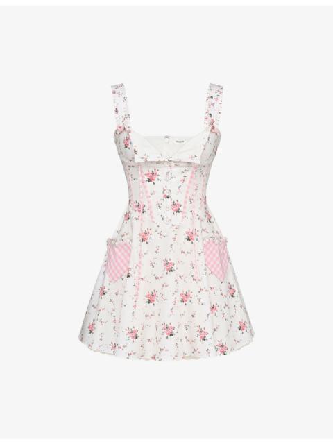 House of CB Marianella Floral-Print Stretch-Cotton Mini Dress