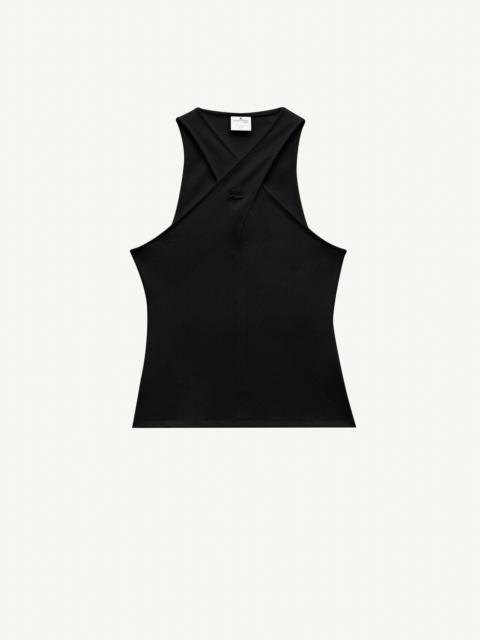 Courreges Vinyle Criss Cross Top in Black