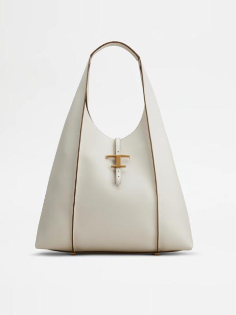 Tod's T TIMELESS HOBO BAG IN LEATHER LARGE - WHITE