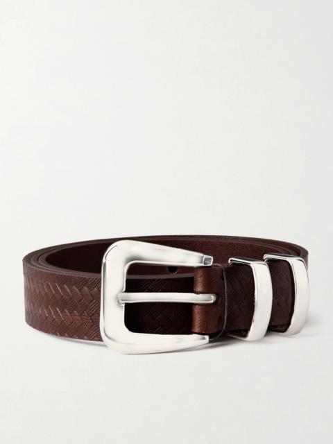 Brunello Cucinelli 2cm Croc-Effect Leather Belt