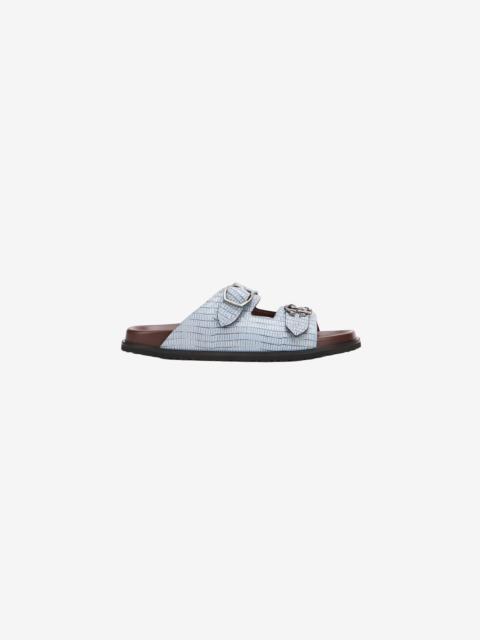 Roberto Cavalli Light Blue Leather Sandal