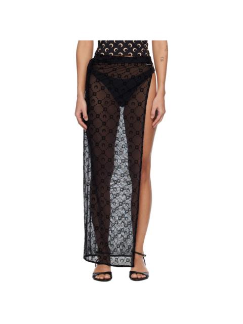 Marine Serre Black Moonogram Meshflock Cover-Up Skirt