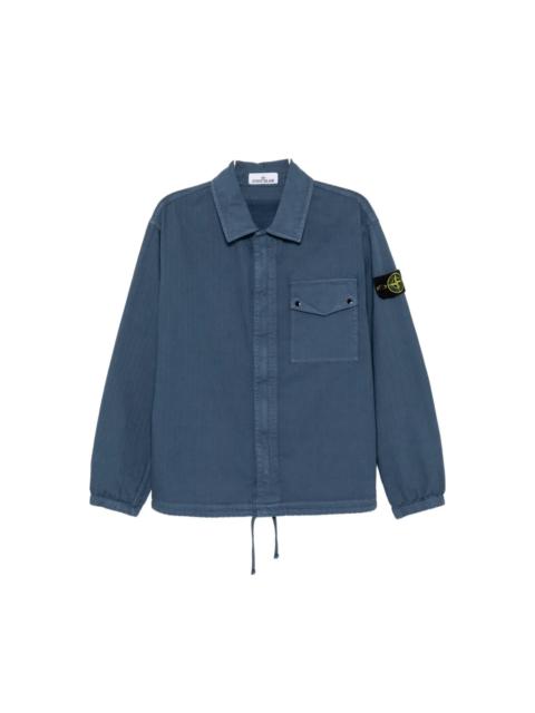 Stone Island COMPASS-PATCH HERRINGBONE SHIRT