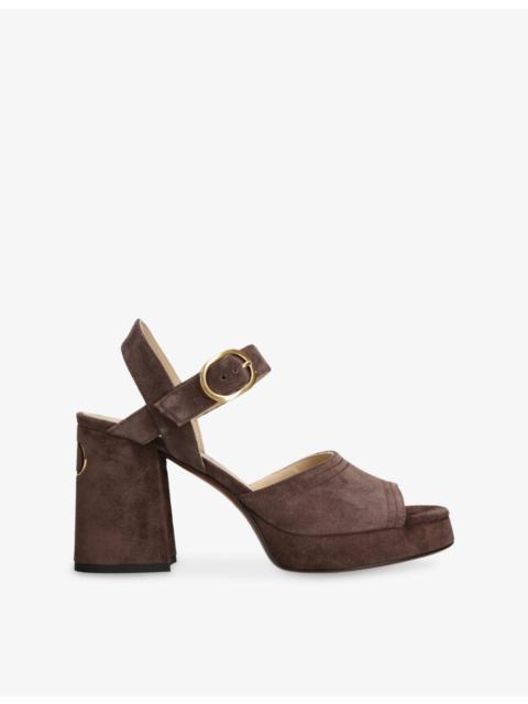 Valentino Fawcette 90 VLogo Suede Platform Sandals