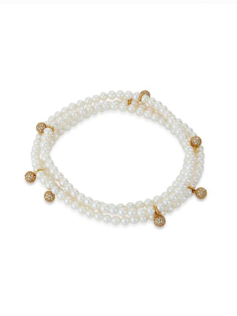 SYDNEY EVAN Women's 14K Yellow Gold, Freshwater Pearl & 0.87 TCW Diamond Wrap Bracelet - Pearl