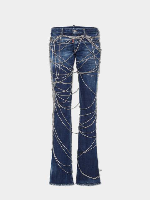 DSQUARED2 BOUND BUNNY WASH SHARPEI FLARED BOOTCUT JEANS