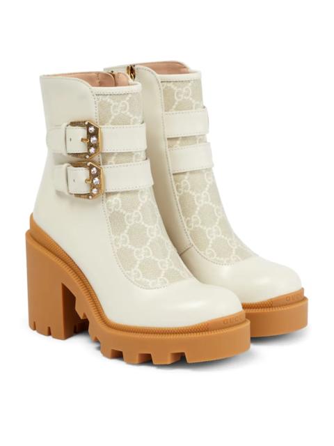 GUCCI GG Supreme buckle ankle boots