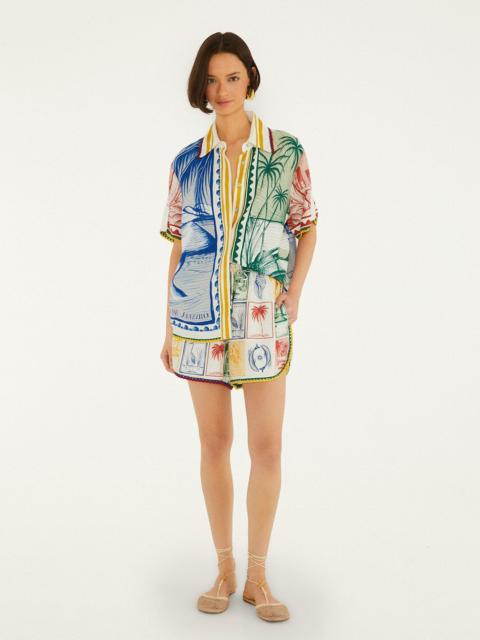 FARM RIO Off-White Brasil Vintage Crochet Lenzing Ecovero Euroflax Shorts