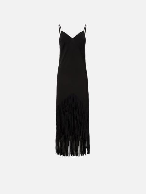 PINKO LONG SLIP DRESS WITH FRINGING