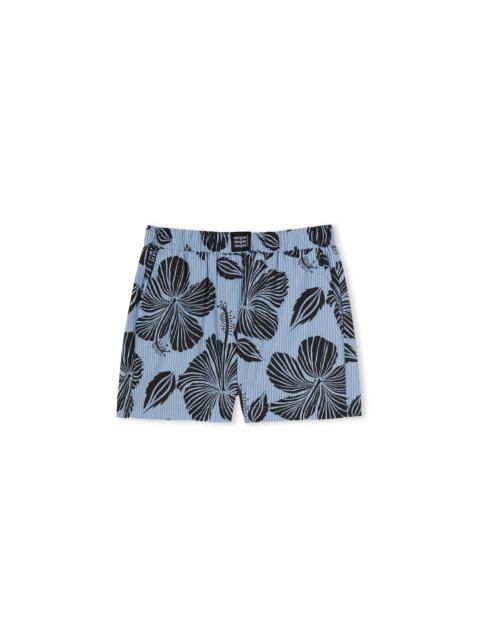 Tailored poplin cotton shorts with "Hibiscus" print