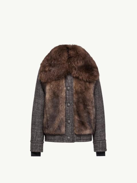 Moncler Grenoble Faite Shearling & Wool Short Down Jacket