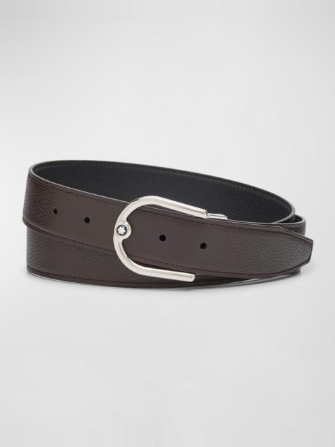 Montblanc Men's Horseshoe Buckle Reversible Leather Belt