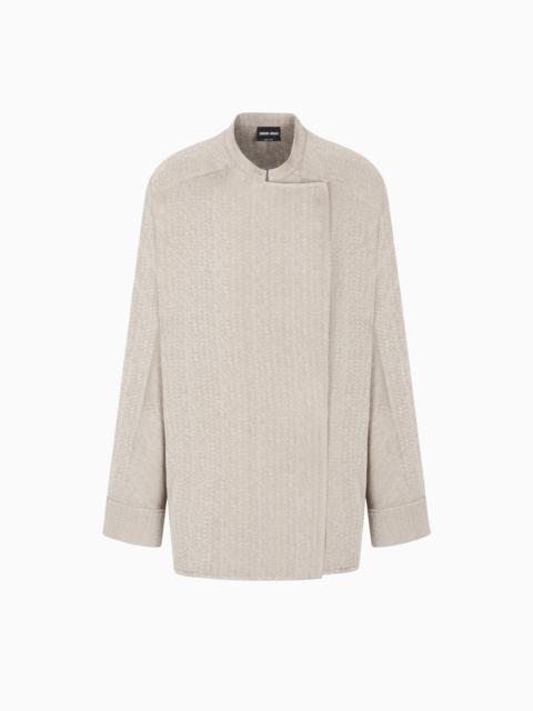 GIORGIO ARMANI VISCOSE, WOOL AND SILK JACQUARD SHIRT JACKET