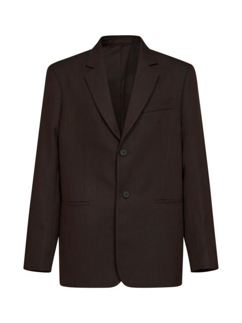Studio Nicholson Coffee virgin wool Rover single-breasted tailored blazer