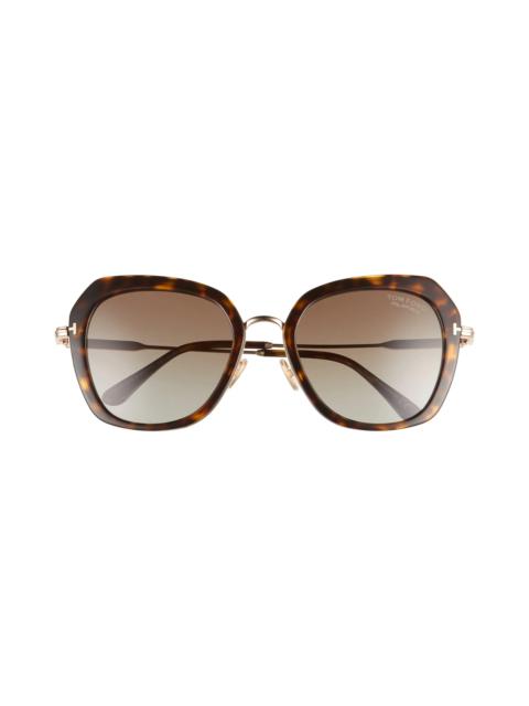 Kenyan 54mm Round Polarized Sunglasses in Havana/Brown