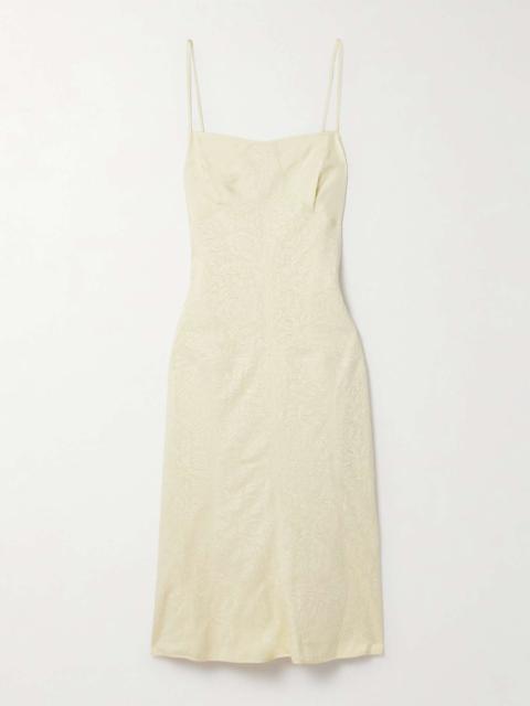 Jil Sander Satin and lace midi dress