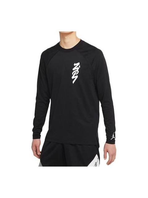 Jordan Men's Jordan Dri-FIT Zion Quick Dry Knit Printing Splicing Long Sleeves Black T-Shirt DH0589-010