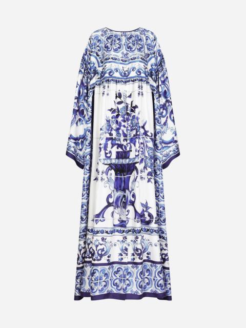Dolce & Gabbana Silk twill caftan with majolica print
