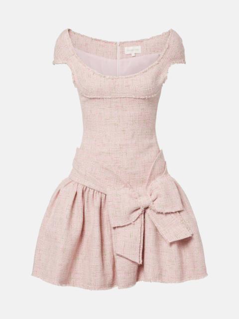 SHUSHU/TONG Bow-detail distressed tweed minidress