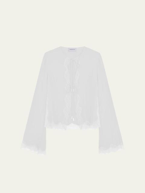16ARLINGTON Filipa Tie-Front Silk Cardigan
