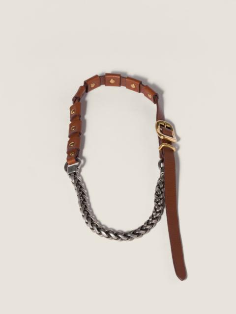 Miu Miu Metal and leather necklace