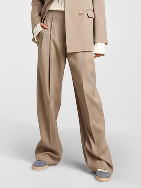 Golden Goose Journey Wool Gabardine Wide-Leg Pants