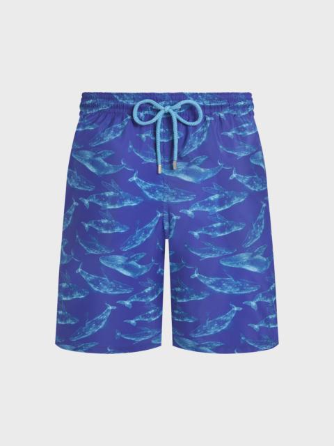 Vilebrequin MEN LONG ULTRA-LIGHT AND PACKABLE SWIM SHORTS SPARKLING WHALES