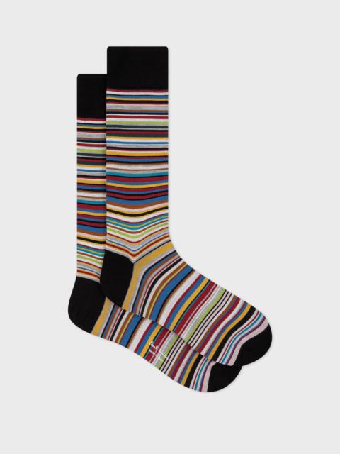 'Signature Stripe' Silk-Blend Socks