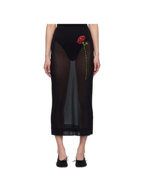 Simone Rocha Black Embellished Carnation Column Midi Skirt