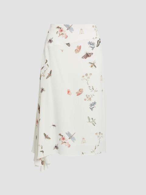 Erdem PRINTED CREPE DRAPED MIDI SKIRT