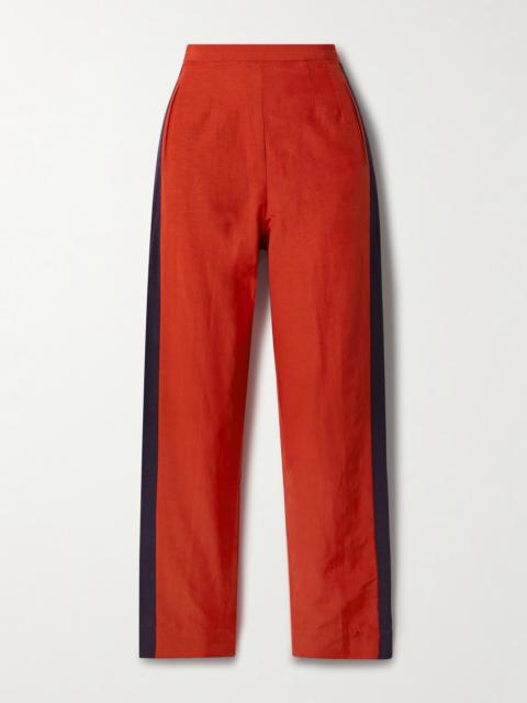 BODE Waterfront Cropped Striped Crepe Straight-leg Pants