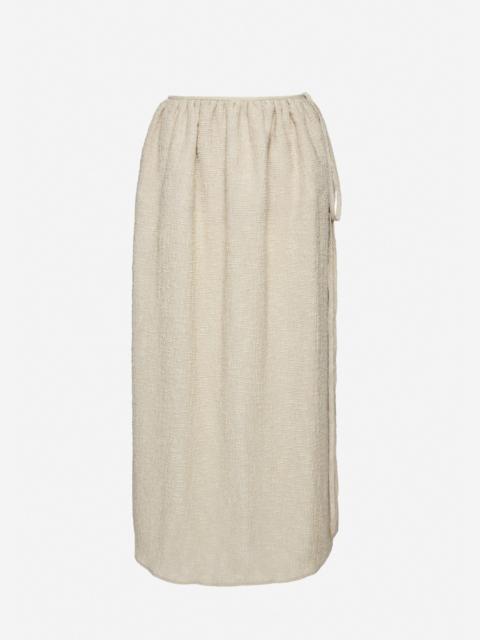 MAGDA BUTRYM Side-tie crepe beach skirt in beige