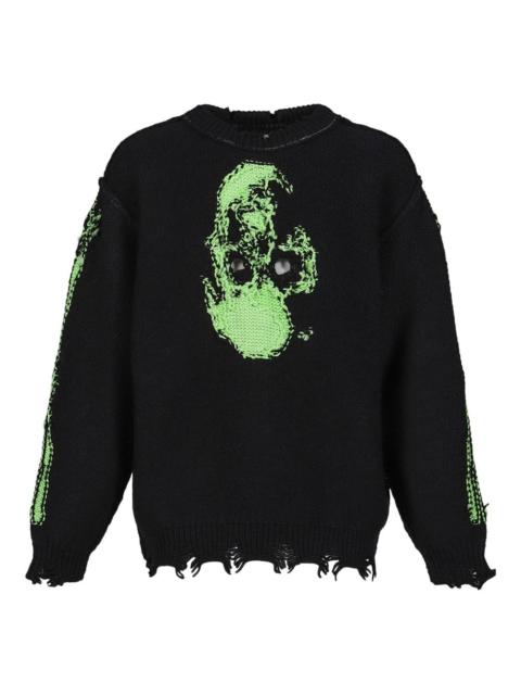doublet skull-embellished frayed-edges sweater