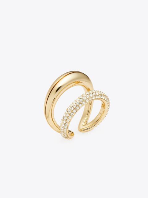 TORY BURCH Pierced Pavé Double Ring