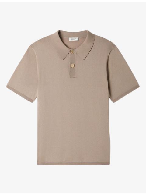 Sandro Slightly-Shiny Stretch-Woven Polo-Shirt
