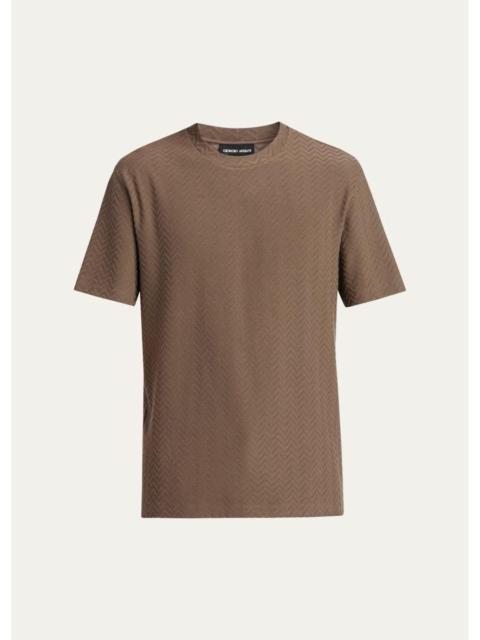GIORGIO ARMANI Men's Wool Textured Chevron Crewneck T-Shirt