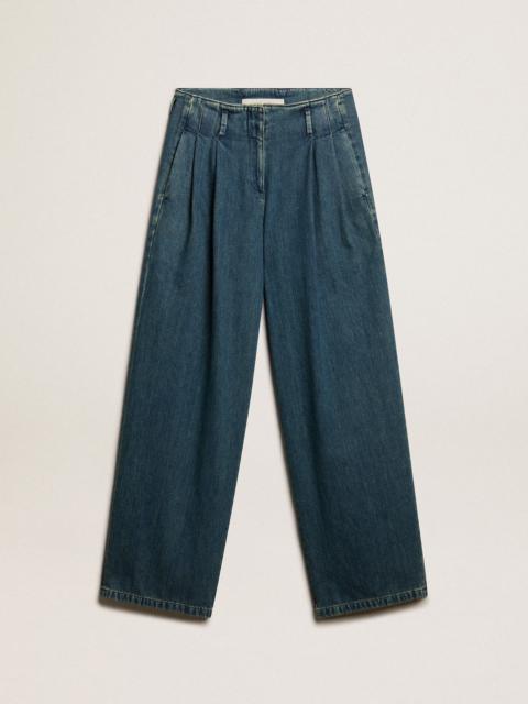 Golden Goose Women’s blue cotton pleated pants