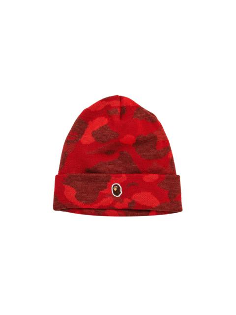 BAPE Logo-Patch Camouflage Beanie 'Red'