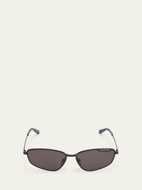 BALENCIAGA Men's Metal Cat-Eye Sunglasses with Logo