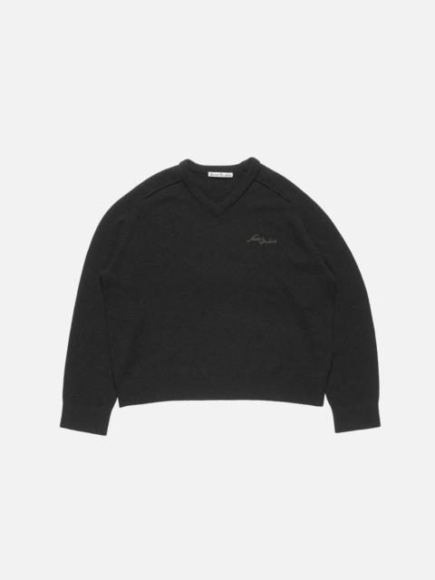 Acne Studios Camel hair v-neck sweater - Black