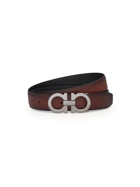 FERRAGAMO Men's Double Gancini Reversible Leather Belt - New Cognac