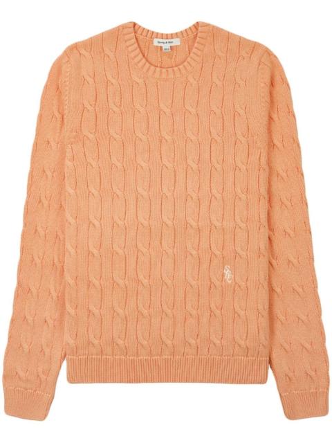 Sporty & Rich logo-embroidered cable-knit jumper