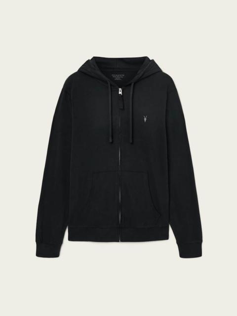 ALLSAINTS BRACE ZIP UP BRUSHED COTTON RAMSKULL HOODIE