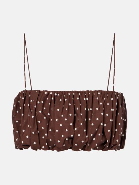ROTATE Polka-dot cotton-blend crop top