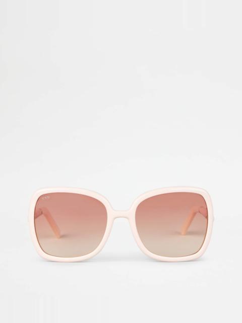 Tod's SUNGLASSES WITH TEMPLE IN LEATHER - PINK