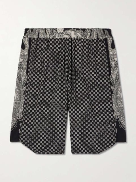 Balmain Straight-Leg Monogrammed Printed Poplin Shorts